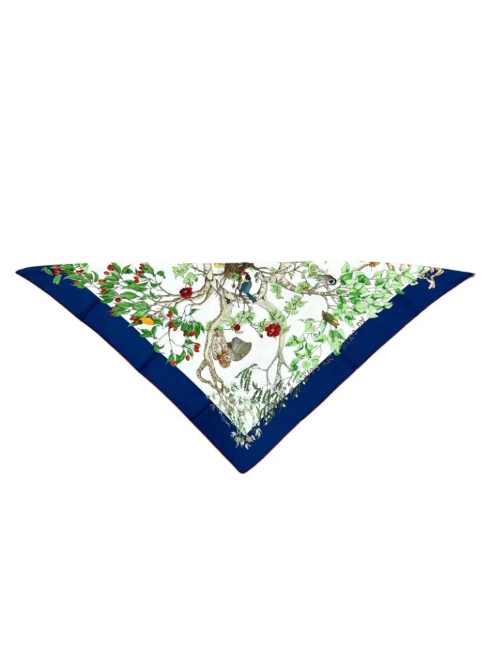 Hermes Carre 90 AU Coeur Des Bois Silk Green Blue White Scarf